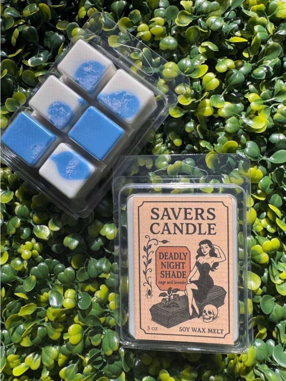 Savers Candle Soy Wax Melt - Deadly Night Shade (Blue & White)